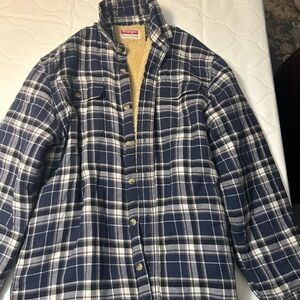 Wrangler Men's Navy Plaid Shirt Jacket